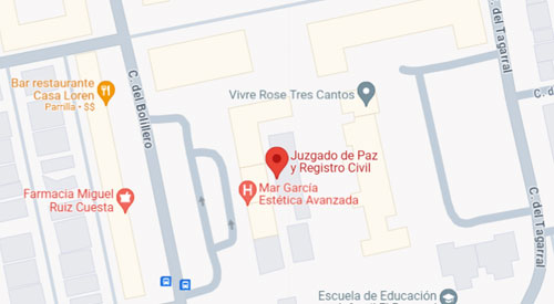 mapa registro civil juzgado de paz Tres Cantos Madrid