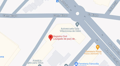 mapa registro civil juzgado de paz Villaviciosa de Odón Madrid